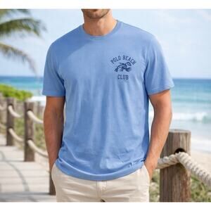 Polo Ralph Lauren T Shirt Men 2XL Blue Beach Club Graphic Modal Stretch